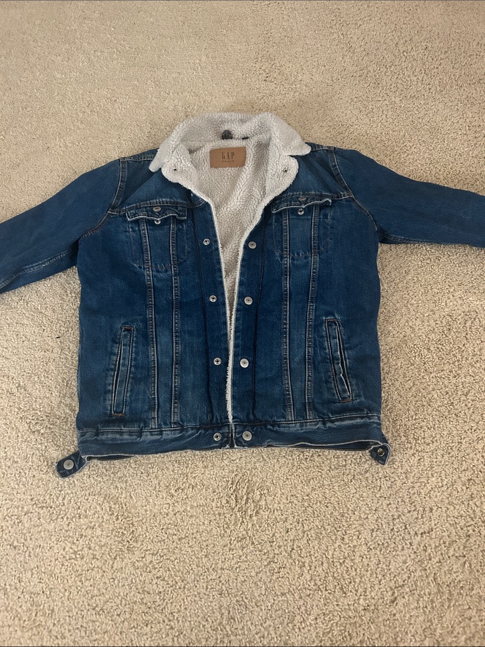 GAP Denim Jacket with White Sherpa Lining - Dark Blue